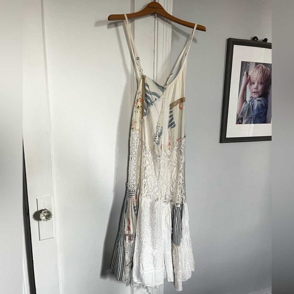 Kimchi Blue Cream Asymmetrical Tiered Sundress